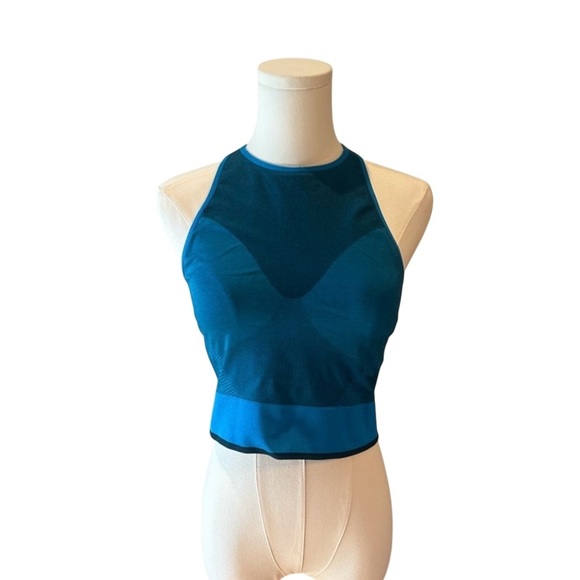 Lululemon Seamless Mesh Supportive Bra Tank Top Sz 8 Poolside Blue - Picture 3 of 3